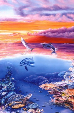 Soñar con buzos con delfines Pinturas al óleo